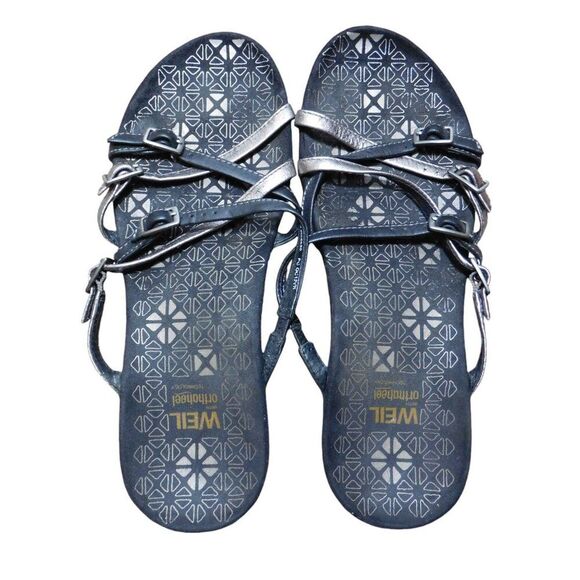 Dr. Weil Orthaheel Zeal Black Silver orthotic leather slide sandals 8 M / 39 - Picture 1 of 6